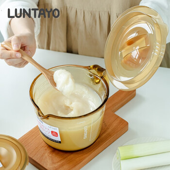 Luntayo japanese oil pot lard tank household high temperature resistant glass chili meat oil pot food grade seasoning storage tank with lid 500ml amber