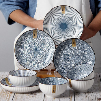 Chifuli tableware, dishes, chopsticks, plates, 16-piece underglaze color household japanese ceramic bowls