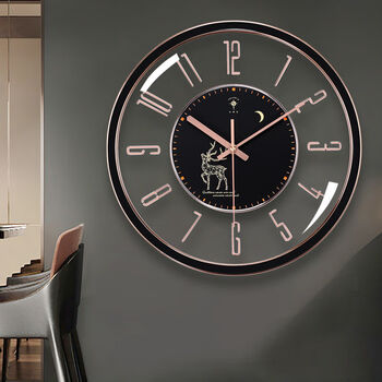 Polaris light luxury wall clock nordic deer head living room home silent clock fashion creative simple modern clock 2583-3 black