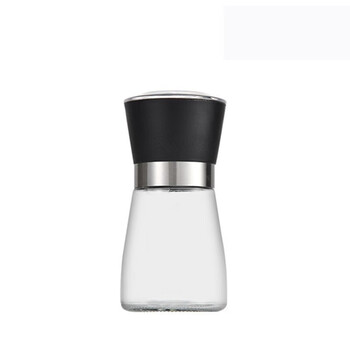 Yuanhengxie stainless steel pepper grinder glass grinding bottle pepper powder freshly ground pepper coarse sea salt kitchen household manual short model (black cover) 1 piece