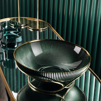 Genasi glass fruit plate living room home coffee table high-end high-value snack plate light luxury style ornaments storage display plate