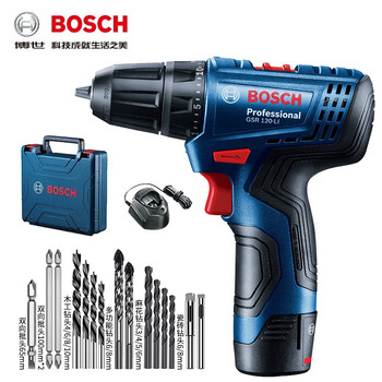 Bosch (bosch) rechargeable drill lithium electric drill 12v rechargeable electric hand drill household electric screwdriver machine gsr120-li imported 12v single electric 2.0ah + multi-function drill bit set
