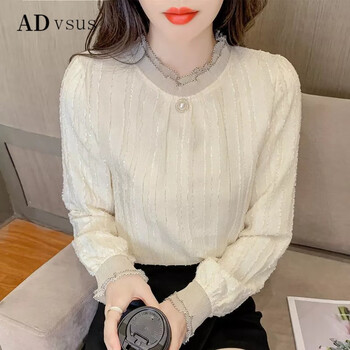 Advsusa advsus lace shirt women's spring and autumn new long sleeve half turtle collar bottoming shirt slim fit lady top fashion apricot spring style no velvet l recommended 108-120 catties