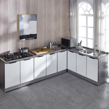 All-steel cabinet finished product integrated assembly simple kitchen cabinet stainless steel stove sink cabinet integrated kitchen cabinet rural 130 left stove