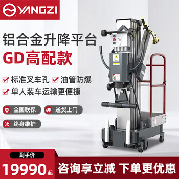 Yangzi (yangzi) lift electric single column hydraulic lift platform mobile maintenance manned small freight elevator single mast raised 9 meters loading 150kg