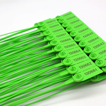 Disposable plastic seal logistics tie truck seal container coal truck seal bundle with lead seal extra long 28 cm green 100 strip code