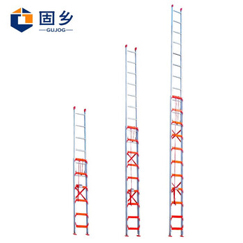 Guxiang telescopic ladder aluminum alloy ladder engineering ladder portable home lifting attic straight ladder retractable ladder staircase single-sided ladder fire cloud ladder with safety rope 3mm thick 6 meter telescopic straight ladder
