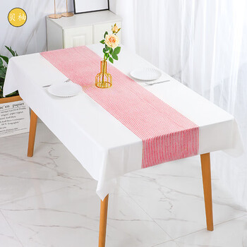 Beiyou disposable tablecloth stone cloth disposable tablecloth rectangular waterproof and oil-proof thickened hotel dining room commercial delivery light luxury red pattern 1.0x1.6 meters 10 sheets stack