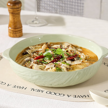 Yunxu double-ear pickled fish basin 12-inch ceramic boiled fish soup basin household soup bowl large high-looking crayfish plate