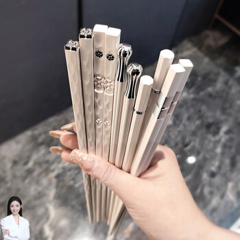 Leishton alloy chopsticks family non-slip, mildew resistant, high temperature resistant, non-slip separating chopsticks, one chopstick for one person, healthy and hygienic mildew-resistant chopsticks, 2 han silver-wufu linmen separating chopsticks, 2 pairs each, 10 pairs