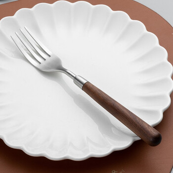 Onlycook 304 stainless steel fork spoon wooden handle western food spoon nordic ins table fork household spaghetti fork fork/single