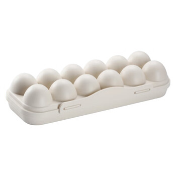 Mushroom bean snap-on egg box with lid, outdoor portable, shock-proof and drop-proof plastic egg tray, household refrigerator fresh-keeping storage box, 12-grid khaki, 1 pack