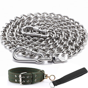 Wanlian 304 stainless steel dog chain large dog medium dog small dog iron chain collar dog leash anti-bite bulldog dog chain