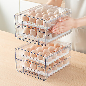 Qiaobolai egg storage box drawer-type rolling refrigerator eggs refrigerator egg storage box transparent model 1 pack