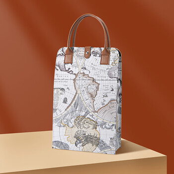 Vantablack red wine packaging gift box double wine box empty box ready-made portable gift bag custom red wine box map pattern hard portable double