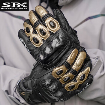 Sbk motorcycle riding gloves men's cowhide breathable anti-fall motorcycle racing equipment four-season touch screen track competition gold st-10 black gold (touch screen) l (recommended palm width 8.5-9cm)