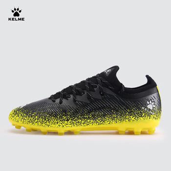 Kelme mg football shoes men's breathable short spike sneakers student competition round spike sneakers adult black fluorescent yellow 45