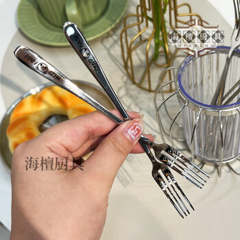 Miaopule german export stainless steel fruit fork 316 food grade light luxury dessert small fork fruit insert children's fruit sign light luxury fruit fork * 6 + light luxury storage tube