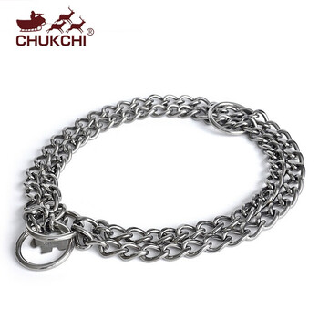 Chukchi (chukchi) double row stainless steel p chain pet dog collar dog collar dog necklace large dog tibetan mastiff collar 4075 stainless steel 60*2.5mm (error plus or minus 2cm)