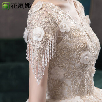 Hua lanna light main wedding dress new style bride high waisted floor-length pregnant women small trailing temperament simple v-neck women off-white floor-length high-waisted pregnant women l