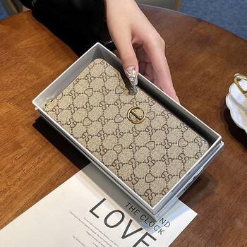 Chanel xiaoxiang 2025 new women's wallet long genuine leather elegant clutch bag fashionable large capacity apricot color women's wallet wallet apricot color 8 card slot gift box