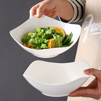 Jie yajie ceramic salad bowl home 7-inch pure white dessert vegetable bowl 2 pack
