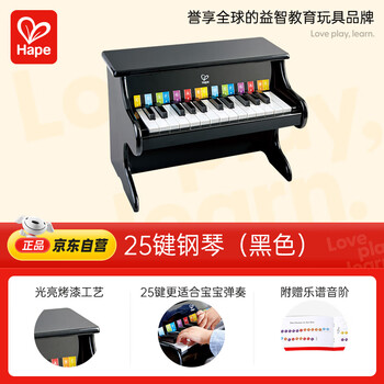 Hape (germany) boy toy girl wooden piano instrument 25 key piano black 3-6-12 years old gift e8463