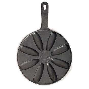 Norpro cast iron grill pan, jalapeño grill pan, 8-hole baking pan, 22cm, multi-purpose barbecue baking appetizer mold, black