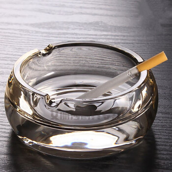 Winewings creative nordic crystal glass ashtray household large and small cigarette dishes personalized living room office cigar ashtray amber gold / diameter 19.5cm