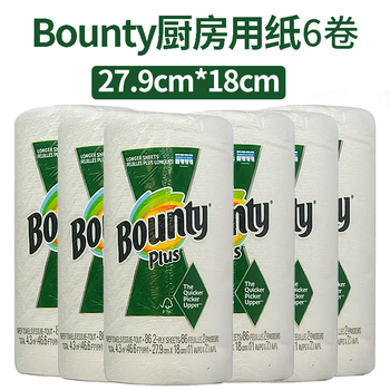 Bounty kitchen towel 1 roll * 86 sections american thickened wood pulp paper absorbs oil and water, washable, no additives, no residue, 6 rolls * 86 sections