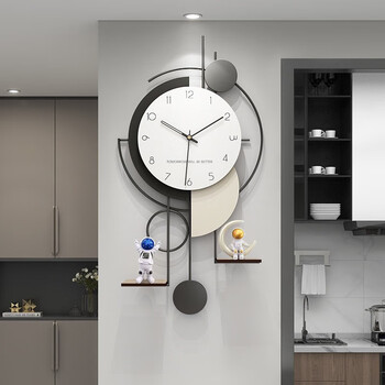 Yunya high-end creative deer wall clock living room 2024 new simple modern punch-free silent art wall clock creative wall clock 80cm*40cm astronaut style