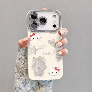 Allies suitable for apple 17promax mobile phone case iphone17pro protective cover apple 16promax protective case all-inclusive anti-fall anti-fingerprint built-in lens film feather gauze case star kt cat with lens film iphone 17 promax