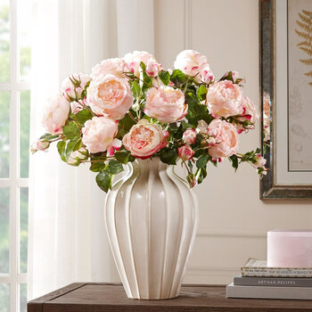 Harbor house american-style home artificial flower ornaments for living room and bedroom, three branches of artificial roses, fake flower decoration bouquet gift, pink rose - 1 piece