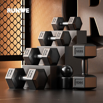 Langwei dumbbell men's environmentally friendly rubber-coated hexagonal yaling home pair of dumbbell combination set arm muscle fitness equipment classic black-hexagonal enhanced version 5kg *2 pieces total weight 10kg