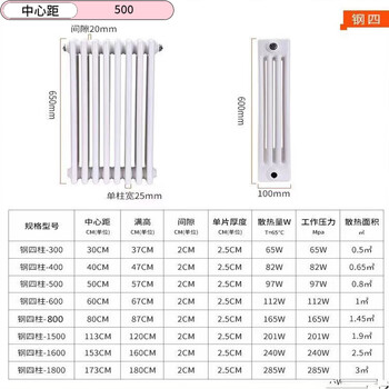 Xuan sheng radiator household plumbing steel four-column radiator hcgz4 household plumbing wall-mounted living room now steel four-column - center distance 500