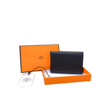 Second-hand 99 new unused full set of hermes hermes light blue card holder folding women's wallet card holder 99 new hermes calvi card holder black d-engraved