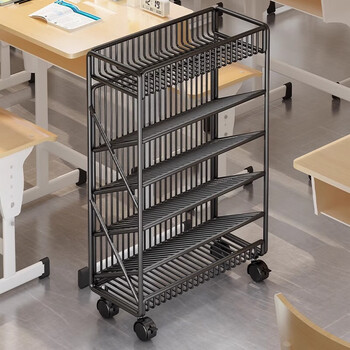 Youqin movable bookshelf with wheels learning table side storage classroom desk student book storage rack floor-standing