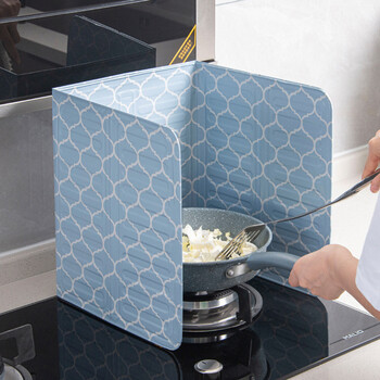 Wenting oil-proof baffle for cooking, anti-splash, foldable oil baffle, high temperature resistant aluminum foil baffle, easy to clean, creative oil barrier blue
