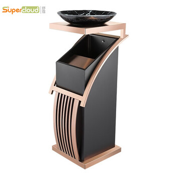 Supercloud (shukou) hotel trash can ashtray stainless steel lobby vertical outdoor hotel fashion with inner bucket corridor with ashtray ash bucket square bucket a-178b rose gold