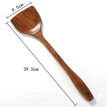 Moyu xinjie wooden shovel long handle wooden spatula high temperature resistant solid wood shovel non-stick cooking spatula frying spatula 39 cm large wooden spatula