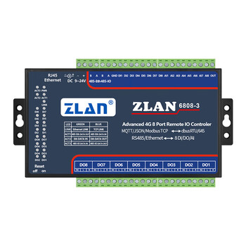 Zlan industrial-grade remote io module switching value to ethernet module 8-channel analog quantity acquisition 8-channel digital quantity zlan6808-3 (network) 8-channel ai4-20ma