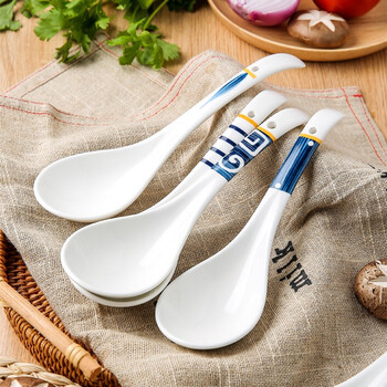 Kawashimaya soup spoon household large soup spoon ceramic japanese spoon porridge spoon porridge spoon