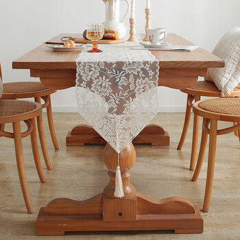 Xiuxiu lace sideboard cover for home long table runner tablecloth american pastoral long table decoration shoe cabinet dustproof cover camellia bloom-pointed hanging spike 160cm