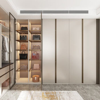 Oubli one door to top flat door wardrobe and cloakroom, light luxury cloakroom, customized overall bedroom, whole house custom cabinet design, customization fee, actual payment can be deducted from the same amount of payment