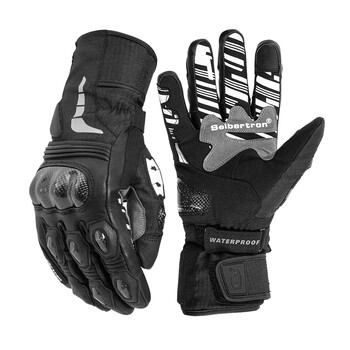 Seibertron cybertronian motorcycle gloves autumn and winter cycling gloves motorcycle carbon fiber waterproof coldproof warm leather men and women spw-2 black waterproof coldproof windproof adult s (corresponding to shoe size 39-40)