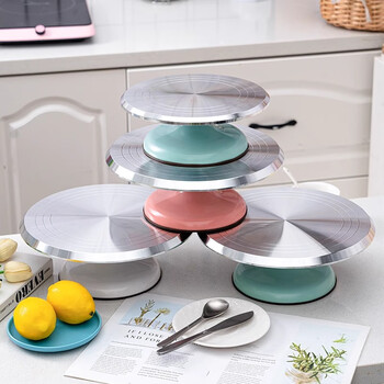 Miling aluminum alloy decorative turntable birthday turntable household commercial baking tools rotating plastering tray a 10-inch green aluminum alloy turntable 3-piece set