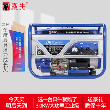 Senniu german generator electric start 3kw four-stroke gasoline 3.0kw high-power industrial grade electromechanical hardware electric start 3kw gasoline generator