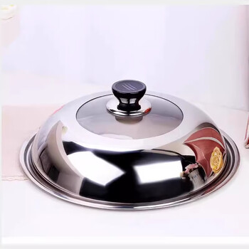 Stainless steel pot lid heightens and thickens wok steamer electric pot lid visual combination lid 28cm~40cm-42cm outer diameter 34cm (suitable for inner diameter 32-33cm)