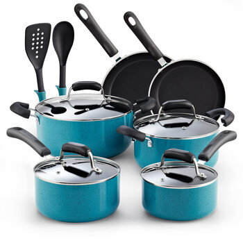 Cook n home 12-piece non-stick cold pot and pan set, teal, 12-piece 02588