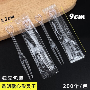 Xinshu fruit fork disposable fork individually packaged plastic fruit inserts fruit shop commercial fruit picks transparent 200 pieces individually packed 2 packs